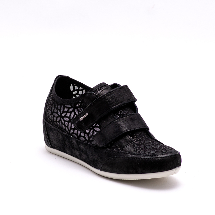 IGI&amp;CO fekete bőr emelttalpú női cipő