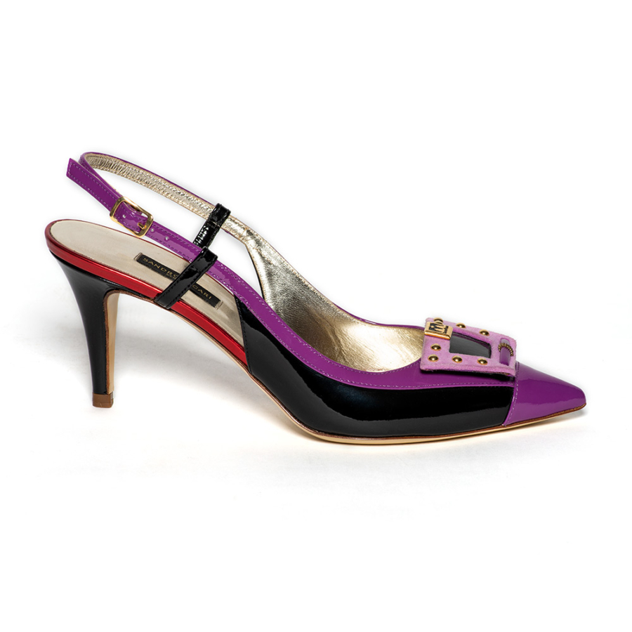 SANDRO VICARI fekete-lila női sling cipő